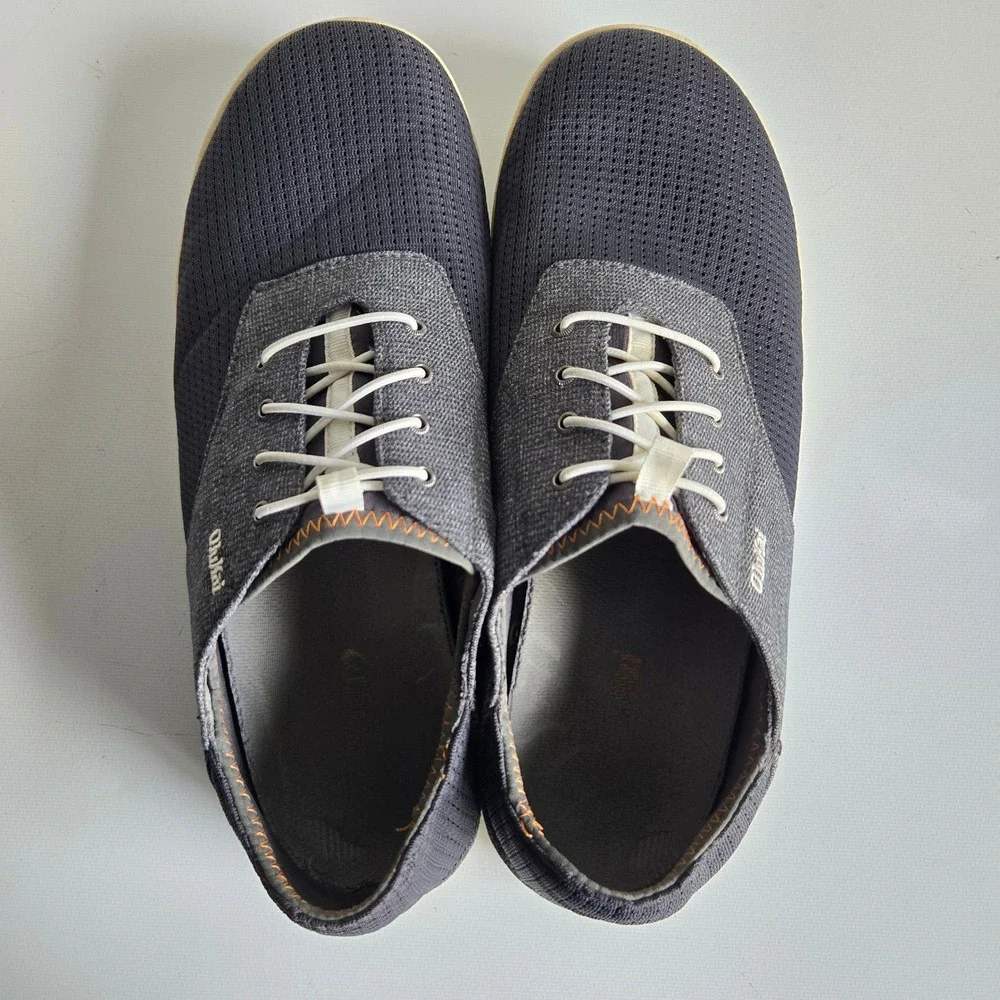 OluKai Nohea‎ Moku Mens 10.5 Charcoal Dark Shadow Boat Shoes Sneakers 10283-6C6C